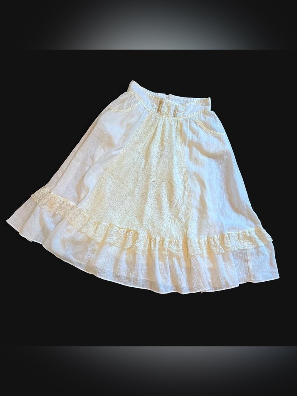 VINTAGE • GUNNE SAX WHITE LACE COTTON COQUETTE COTTAGE PRAIRIE SKIRT XS S 24/25
